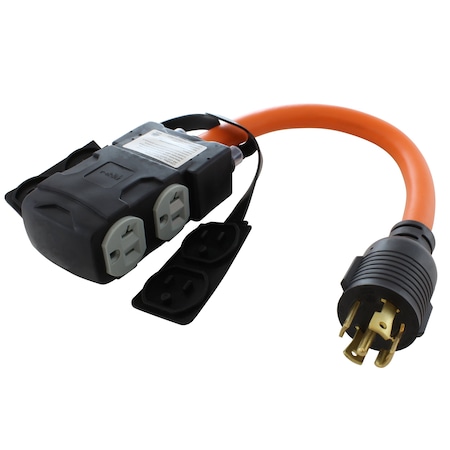 Ac Works Power Strip Cord, STW, 5-15/20R, 5-20P, 1.5 ft., Orange L2130CBF520